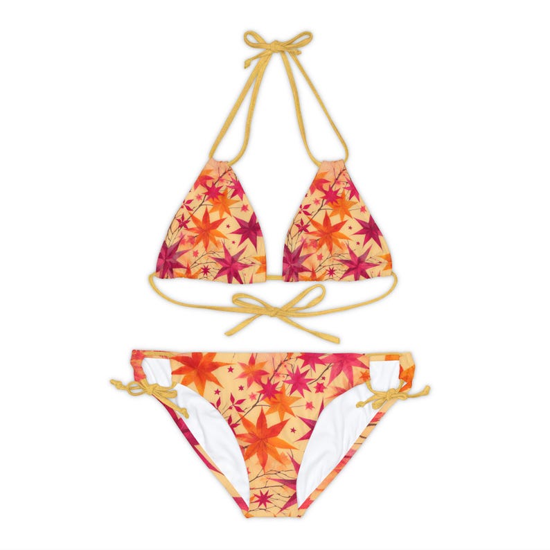 Stars Bikini - Rave Bikini Set - Bikini Set für Teenager - Orange & Fuchsia Riemchen Bademode - Sommer Bademode - Fuchsia Bikini - Braut Bikini Bild 9
