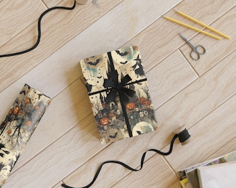 Halloween wrapping paper roll - Halloween gift wrap - Back to school - Spooky Halloween Gift Wrap - Haunted & Magical Designs wrapping paper