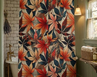 Luxe esdoornblad douchegordijn - badkamerdecor - waterbestendig douchegordijn - nieuw huis cadeau - gast badkamerdecor - interieur