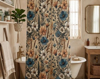 Luxe wilde bloemen douchegordijn - badkamerdecor - waterbestendig douchegordijn - nieuw huis cadeau - gast badkamerdecor - interieur