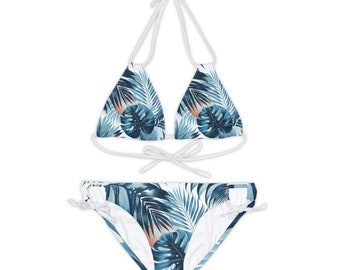 Hawaiianisches Riemchen Bikini Set - Badeanzug - Verstellbare Bademode für Frauen - Zweiteiliger Badeanzug - Tropische Bademode - Sommerferien Geschenk