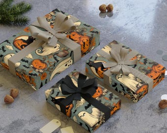 Halloween wrapping paper roll - Halloween gift wrap - Back to school - Spooky Halloween Gift Wrap - Haunted & Magical Designs wrapping paper