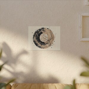 Wabi Sabi kunst aan de muur - beige en zwart groot Japandi canvas muur decor - Nordic Serenity Home Decor - Scandinavisch design Print cadeau-ideeën afbeelding 4
