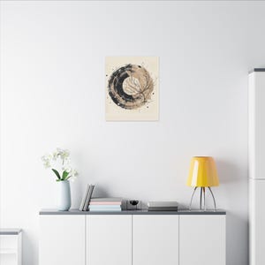 Wabi Sabi kunst aan de muur - beige en zwart groot Japandi canvas muur decor - Nordic Serenity Home Decor - Scandinavisch design Print cadeau-ideeën afbeelding 5