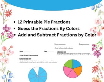 Fractions Worksheet for Kids-Digital download Math Worksheet-Digital Download for Easy Learning -Fun Fraction Math Activity Sheets Printable