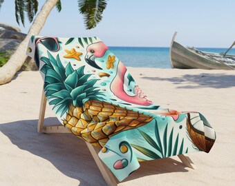 Flamingo Towel - Pineapple Beach Towel - Summer Beach Towel - Kids Pool Towel - Fun Pool Towel - Tropical Beach Towel - Pool Party Towel