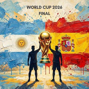 FIFAワールドカップ2026決勝戦ウォールアートポスター（デジタルダウンロード）-サッカーファンへのギフト-ワールドカップ選手権観戦パーティー-アルゼンチン対スペイン