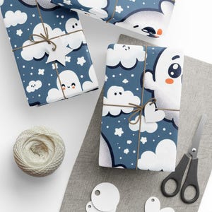 Casper Ghost Wrapping Paper - Spooky Casper Halloween Gift Wrap-Ghost Casper Halloween Party Supply-Casper Gift Wrap -Casper Halloween Decor