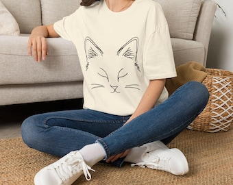 One-Line Cat Drawing T-Shirt - Minimalist Cat Illustration - Unique Cat Lover Gift - Perfect Gift for Cat Lovers - Adopt Cats - Meow Design