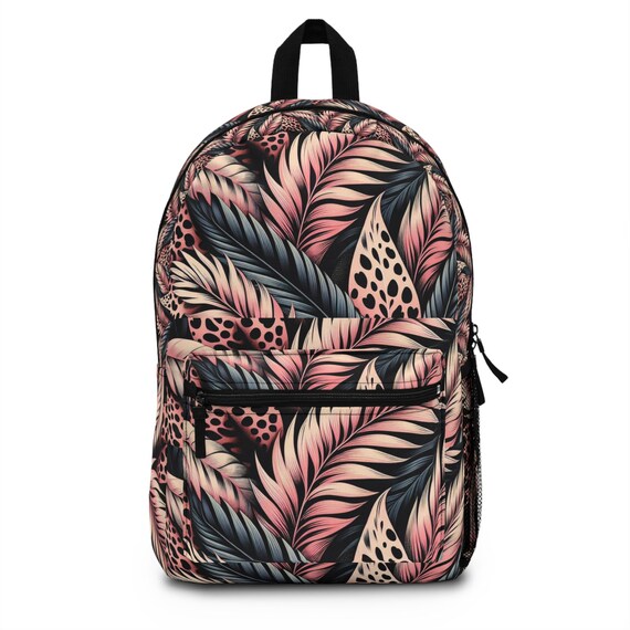 Tropical Enchantment Backpack - Floral Palm Leaves School  display picture 2
