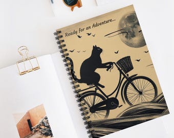 Black Cat Spiral ruled line Notebook - Black Cat Lover's Dream Journal -Cute Cat-Themed Notebook - Black cat Diary Stationery-Back to school