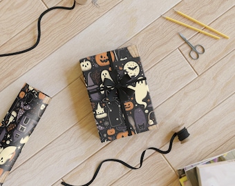 Halloween wrapping paper roll - Halloween gift wrap - Back to school - Spooky Halloween Gift Wrap - Haunted & Magical Designs wrapping paper