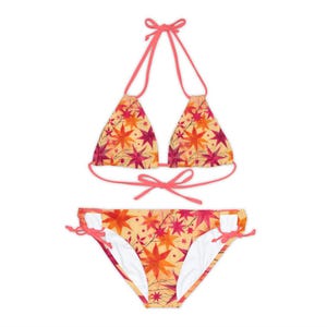 Stars Bikini - Rave Bikini Set - Bikini Set für Teenager - Orange & Fuchsia Riemchen Bademode - Sommer Bademode - Fuchsia Bikini - Braut Bikini Bild 1