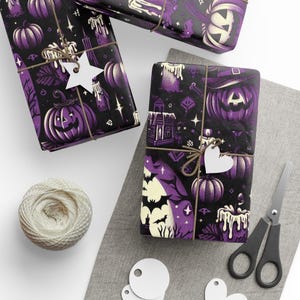 Halloween wrapping paper roll-Halloween party Supplies-Back to school - DIY Halloween Crafts Gift Wrap - Spooky Haunted House Wrapping paper
