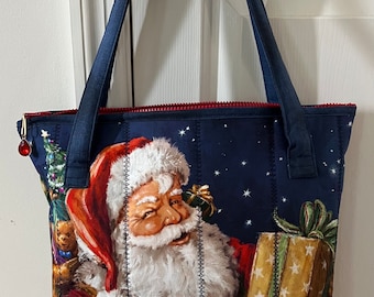 Santa is Watching Quality Holiday Christmas Shoulder Bag Made with Attention to Every Detail