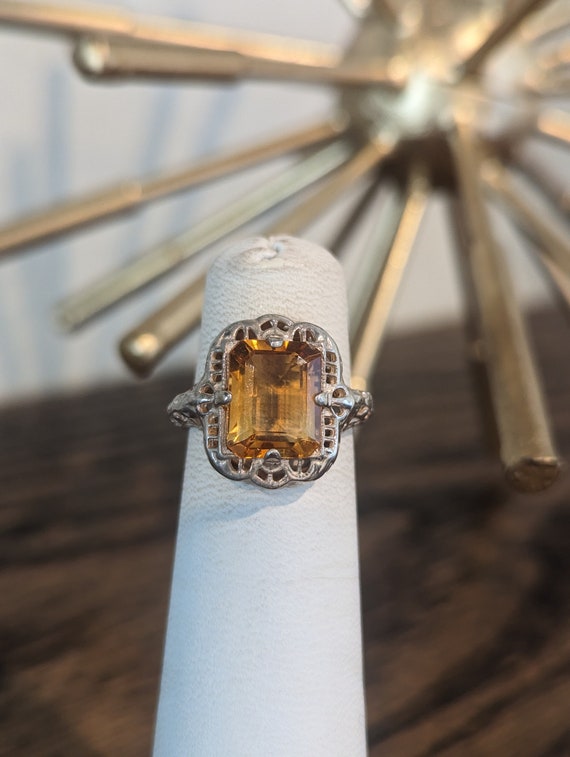 Vintage Sterling Silver Citrine Ring - image 4