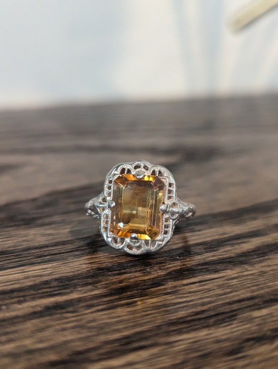 Vintage Sterling Silver Citrine Ring - image 1