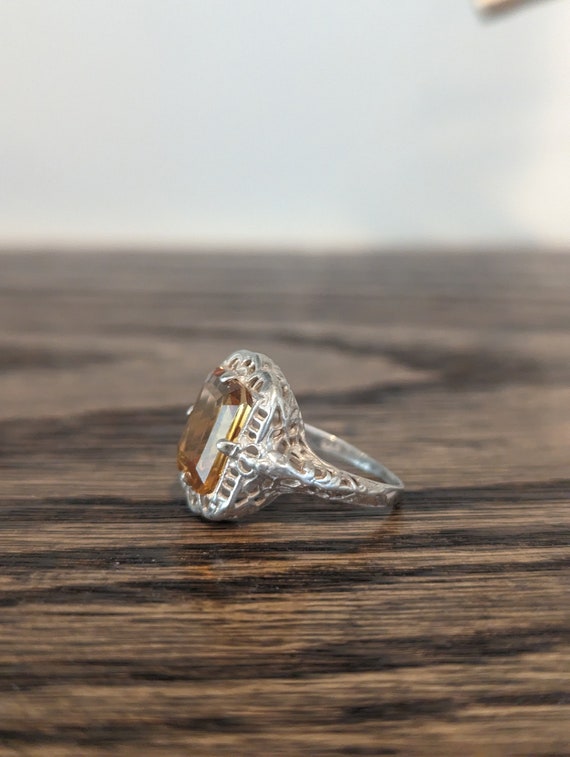 Vintage Sterling Silver Citrine Ring - image 2