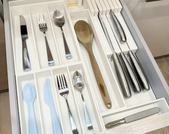 Organizador de cajones de cocina personalizado: personalizado, lavable, a medida y modular para una organización y estilo versátiles