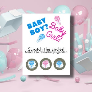 Boy Chevron Gender Reveal Scratch Off Cards - Set Of 22 For Baby Shower Game & Party - View #4