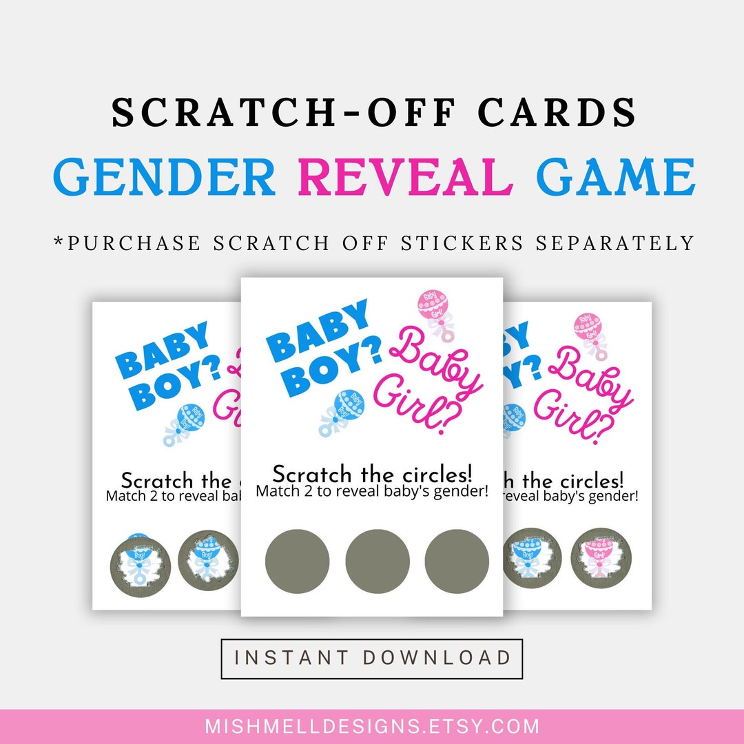 Boy Chevron Gender Reveal Scratch Off Cards - Set Of 22 For Baby Shower Game & Party - View #6