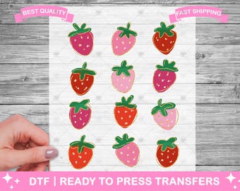 Summer Strawberries Strawberry DTF Transfers, Prints, Ready To Press Shirt Transfers, Strawberry Heat Transfers, Iron On Transfer, Shirt DTF