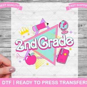 Second Grade Teacher Kids DTF Transfers, 2nd Grade Teacher Kids Ready To Press, Teacher Shirt Transfers, T-Shirt Transfers, DTF Prints
