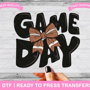 Game Day Bow Sports Graphic Tee DTF Transfers, DTF Prints, Ready To Press Shirt Transfers, T-Shirt Transfers, Bow Game Day DTF Transfers