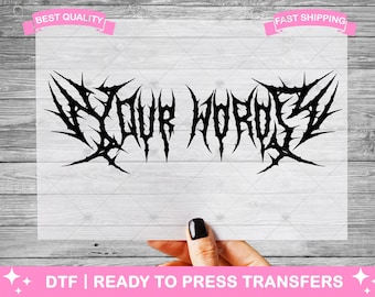 Aangepaste gepersonaliseerde death metal DTF-transfers, prints, kant-en-klare shirttransfers, heavy metal-transfers, opstrijktransfer, shirt-DTF