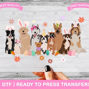 Easter Dogs Dog Breed Easter DTF Transfers, DTF Prints, Ready To Press Transfers, Easter Heat Press Dog Lover Transfers, Iron On Transfer