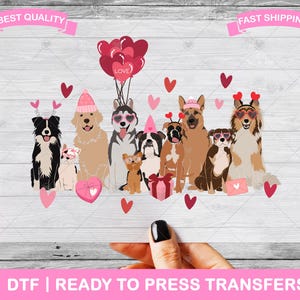Cute Valentine&#39;s Dogs DTF Transfers, DTF Prints, Ready To Press Shirt Transfers, Husky Dog Lover DTF Transfers, Iron On Transfer