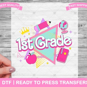 First Grade Teacher Kids DTF Transfers, 1st Grade Teacher Kids Ready To Press, Teacher Shirt Transfers, T-Shirt Transfers, DTF Prints
