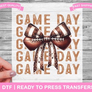Game Day Sports DTF Transfers, DTF Prints, Ready To Press Shirt Transfers, T-Shirt Transfers, Bow Game Day DTF Transfers, D29