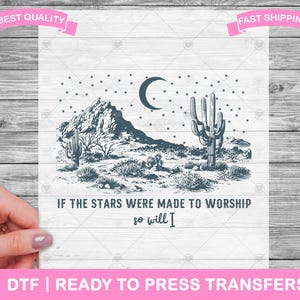 If The Stars Were Made To Worship Then So Will I Easter DTF Transfers, DTF Prints, Ready To Press Shirt Transfers,Religious Iron On Transfer