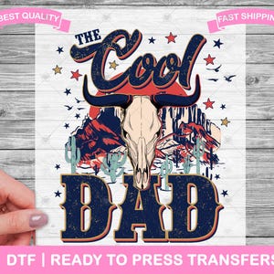 Transferências engraçadas de pai de faroeste, estampas, transferências para camisas prontas para prensar, transferências para pai de cowboy country, transferência para passar a ferro, transferência para camisas