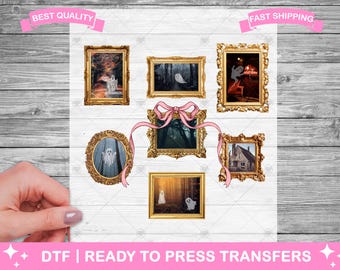 Halloween spöktavelramar DTF-transfers, DTF-tryck, tryckfärdiga skjorttransfers, spökvärmetransfers, stryk-på-skjorttransfers