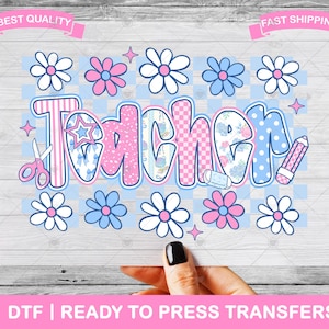 Floral Preppy Teacher DTF Transfers, Prints, Ready To Press Shirt Transfers, Back To School Heat Transfers, Iron On Transfer, Shirt DTF