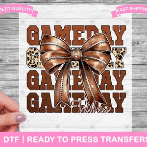 Game Day Game Day Bow Sports DTF Transfers, DTF Prints, Ready To Press Shirt Transfers, T-Shirt Transfers, Bow Game Day DTF Transfers