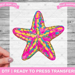 Sommer Seestern Faux Gold DTF Transfers, Drucke, bereit zum Pressen von Hemden, Seesterne Sea Life Transfers, Aufbügler, Shirt DTF