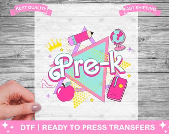 Pre-K Teacher Kids DTF Transfers, School Teacher Kids Ready To Press, Teacher Shirt Transfers, T-Shirt Transfers, DTF Prints