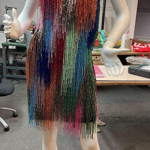 Sequin Fringe Mini Dress: Beaded Art Deco Party Gown
