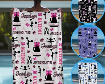 Personalized Cheerleader Beach Towel Custom Cheer Gift for Girl Senior Night or Cheer Graduation Gift with Team Name Coach Gift Idea Towel