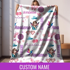 Custom Swift Inspired Blanket For Girls Custom Name on Blanket Taylor Merch Gift Christmas Gift for Room Decor Swift Throw Personalized Gift