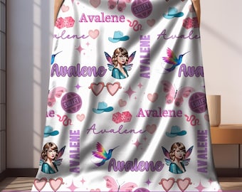 Custom Swift Inspired Blanket For Girls Custom Name on Blanket Taylor Merch Gift Christmas Gift for Room Decor Swift Throw Personalized Gift