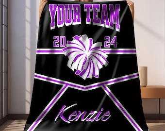 Custom Cheerleader Blanket Gift for Cheerleading Gifts for Senior Cheer Team Gift with Name on Blanket Personalized Cheerleading Room Decor