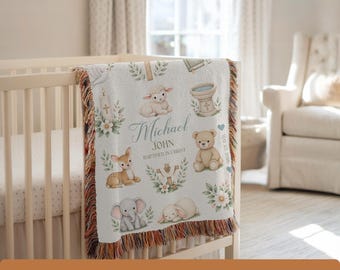 Personalized Baptism Blanket Custom Baby Name Christening Gift Christian Baby Blanket Baptism Gift for Girl Boy Godchild Keepsake with Name