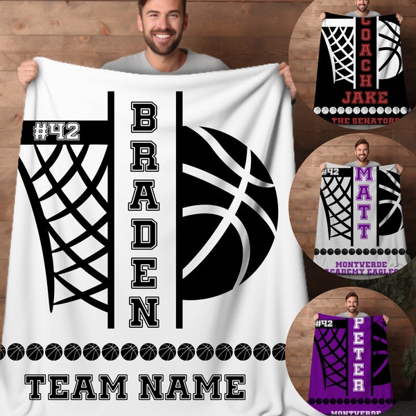 Personalized Basketball Blanket Basketball Coach Gift for Boys Basketball Team Gifts for Basketball Players Senior Basketball Gifts for Boys