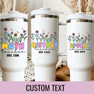 Custom Math Tumbler 40oz Personalized Teacher Gift Back to School Gift for Teacher Name Appreciation Travel Mug Cup Middle School Cup