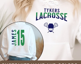 Custom Lacrosse Hoodie for Women Sport Team Sweatshirt for Men Logo Front and Back Personalized Lacrosse Mom Shirt for Coach Gift Lacrosse