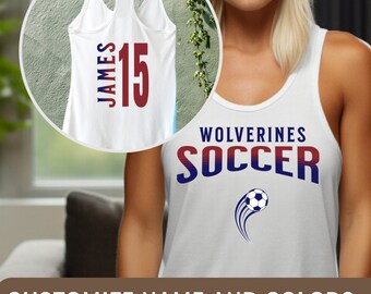 Custom Soccer Shirt for Women Sport Team Tshirt Logo Front and Back Personalized Soccer Mom Tee Shirt for Soccer Coach Gift Soccer Tank Top